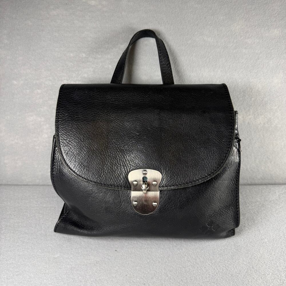 Patricia Nash Black leather backpack purse - convertible front flap travel purse
